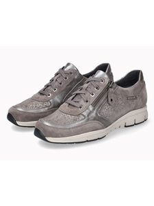 Dark Taupe Leather Velvet Ultralight Women Sneaker | Mephisto Women Sneakers | Sams Tailoring Fine Women's Shoes