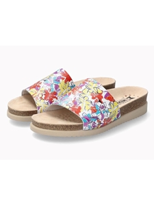 Multicolored Leather Metallic Floral Cork Sandal | Mephisto Women Cork Sandals | Sam's Tailoring Fine Women's Shoes