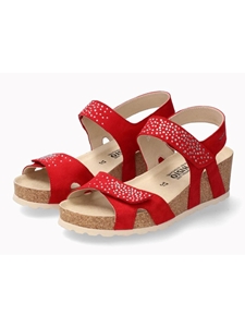 Scarlet Leather Velvet Wedge Heel Cork Sandal | Mephisto Women Cork Sandals | Sam's Tailoring Fine Women's Shoes