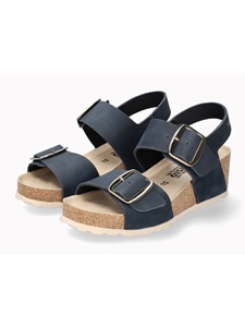 Navy Leather Nubuck Women's Wedge Heel Sandal | Mephisto Women Cork Sandals | Sam's Tailoring Fine Women's Shoes