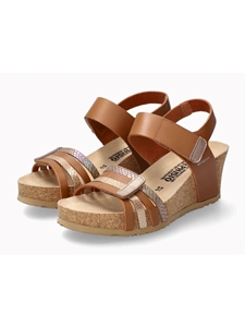 Camel Leather Smooth Women's Cork Footbed Sandal | Mephisto Women Cork Sandals | Sam's Tailoring Fine Women's Shoes