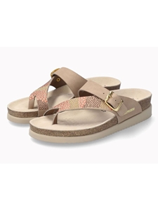 Light Taupe Leather Nubuck Buckle Fastener Cork Sandal | Mephisto Women Cork Sandals | Sam's Tailoring Fine Women's Shoes