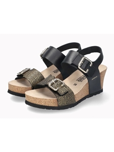 Black Leather Smooth Air Relax Women Cork Sandal | Mephisto Women Cork Sandals | Sam's Tailoring Fine Women's Shoes