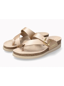 Platinum Leather Metallic Crumpled Women Cork Sandal | Mephisto Women Cork Sandals | Sam's Tailoring Fine Women's Shoes