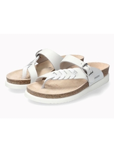 White Leather Smooth Buckle Women's Cork Sandal | Mephisto Women Cork Sandals | Sam's Tailoring Fine Women's Shoes