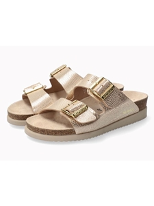 Light Sand Leather Mozzaic Print Corkfootbed Sandal | Mephisto Women Cork Sandals | Sam's Tailoring Fine Women's Shoes