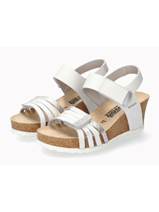 White Leather Smooth Women's Heel Cork Sandal | Mephisto Women Cork Sandals | Sam's Tailoring Fine Women's Shoes