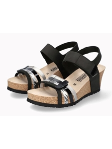 Black Leather Nubuck Women's Cork Sandal | Mephisto Women Cork Sandals | Sam's Tailoring Fine Women's Shoes