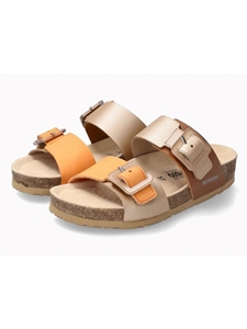 Platinum Metallic Crumpled Women's Cork Sandal | Mephisto Women Cork Sandals | Sam's Tailoring Fine Women's Shoes