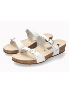 White Leather Smooth Fine Women's Cork Sandal | Mephisto Women Cork Sandals | Sam's Tailoring Fine Women's Shoes