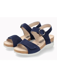 Midnight Blue Leather Velvet Women's Cork Sandal | Mephisto Women Cork Sandals | Sam's Tailoring Fine Women's Shoes