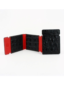 Black Embossed Hornback Crocodile Calfskin Cash Cover | Torino Leather Wallets | Sam's Tailoring Fine Men's Clothing