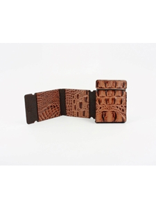 Cognac Embossed Hornback Crocodile Calfskin Cash Cover | Torino Leather Wallets | Sam's Tailoring Fine Men's Clothing