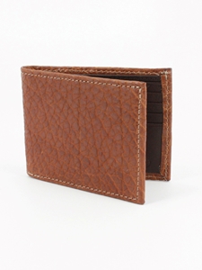Cognac Genuine Bison Leather Billford Wallet | Torino Leather Wallets | Sam's Tailoring Fine Men's Clothing