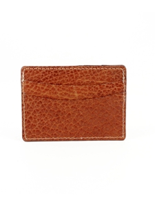 Cognac Genuine Bison Leather ID/Card Case  | Torino Leather Wallets | Sam's Tailoring Fine Men's Clothing