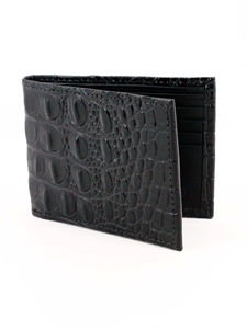 Black Italian Hornback Croc Calfskin Leather Billford Wallet | Torino Leather Wallets | Sam's Tailoring Fine Men's Clothing