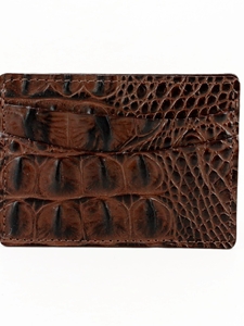 Brown Italian Hornback Croc Calfskin Leather ID/Card Case | Torino Leather Wallets | Sam's Tailoring Fine Men's Clothing