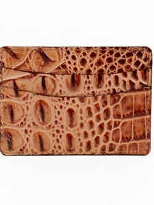 Cognac Italian Hornback Croc Calfskin Leather ID/Card Case | Torino Leather Wallets | Sam's Tailoring Fine Men's Clothing