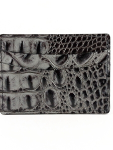 Grey Italian Hornback Croc Calfskin Leather ID/Card Case | Torino Leather Wallets | Sam's Tailoring Fine Men's Clothing