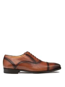 Cognac Amaro Leather Cap Toe Rubber Men Oxford | Mezlan Lace Up Shoes | Sam's Tailoring Fine Men's Clothing