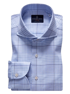 Bright Blue Extra Fine Dobby Premium Luxury Dress Shirt  | Emanuel Berg Dress Shirts Collection | Sam's Tailoring Fine Men Clothing