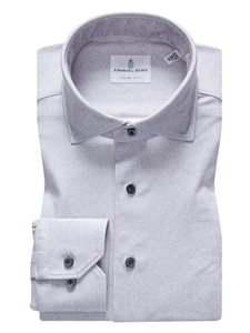 Light Grey Modern 4Flex Stretch Knit Men's Shirt | Emanuel Berg Dress Shirts Collection | Sam's Tailoring Fine Men Clothing