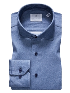 Dark Blue Modern 4Flex Stretch Men's Knit Shirt | Emanuel Berg Dress Shirts Collection | Sam's Tailoring Fine Men Clothing