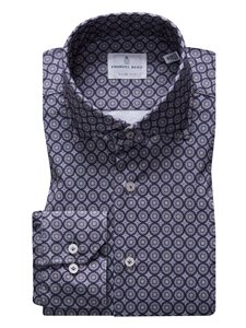 Blue & Grey Modern 4Flex Stretch Knit Men's Shirt | Emanuel Berg Casual Shirts Collection | Sam's Tailoring Fine Men Clothing