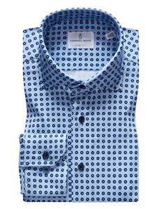 Sky Blue Printed Modern 4Flex Stretch Knit Men's Shirt | Emanuel Berg Casual Shirts Collection | Sam's Tailoring Fine Men Clothing
