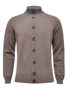 Beige Button Closure Premium Men's Cardigan | Emanuel Berg Sweaters Collection | Sam's Tailoring Fine Men Clothing