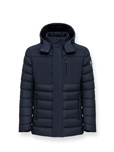 Navy Blue Detachable Hood Stretch Men's Jacket | Colmar Men's Jackets | Sam's Tailoring Fine Men's Clothing