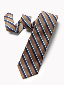 Brown Regimental Stripe Pattern Men's Tie | Gitman Bros. Ties Collection | Sam's Tailoring Fine Men Clothing