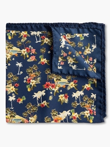 Navy Silk Island Time Pocket Square | Gitman Bros. Pocket Squares Collection | Sam's Tailoring Fine Men Clothing