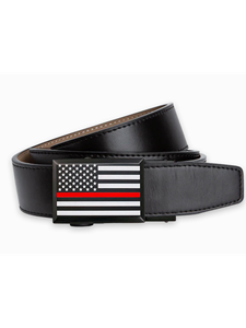 Black Thin Red Line 1 3/8" Strap Men Dress Belt | NexBelt Dress Belts | Sam's Tailoring Fine Men's Clothing