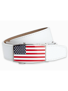 White USA Flag Aston 1 3/8" Strap Men Dress Belt | NexBelt Dress Belts | Sam's Tailoring Fine Men's Clothing