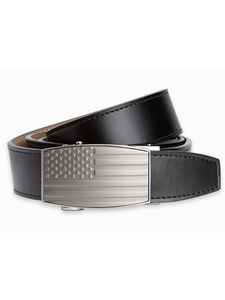 Black USA Flag Embossed Pewter Aston 1 3/8" Strap Dress Belt | NexBelt Dress Belts | Sam's Tailoring Fine Men's Clothing