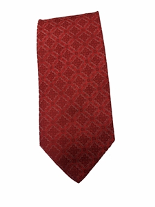 Red On Red Geometric Print XL Tie | Santostefano XL Ties | Sam's Tailoring Fine Men's Clothing