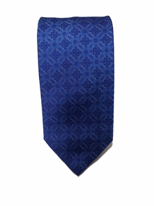 Blue With White Geometric Print XL Tie | Santostefano XL Ties | Sam's Tailoring Fine Men's Clothing