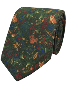 Green Printed Fox/Squirrel Men's Tie | Gitman Bros. Ties Collection | Sam's Tailoring Fine Men Clothing