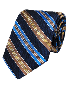 Navy Woven Stripe Men's Silk Tie | Gitman Bros. Ties Collection | Sam's Tailoring Fine Men Clothing