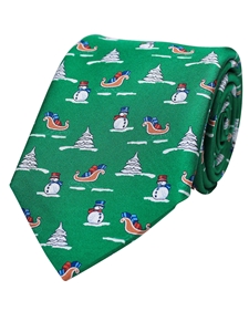 Green Printed Snowman Silk Tie | Gitman Bros. Ties Collection | Sam's Tailoring Fine Men Clothing