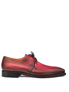 Burgundy/Rust Principe Patina Leather Derby Shoe | Mezlan Lace Up Shoes Collection | Sam's Tailoring Fine Men's Clothing