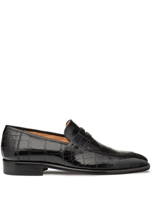 Black Piccolo Alligator Penny Classic Men's Loafer | Mezlan Slip On Collection | Sam's Tailoring Fine Men's Clothing