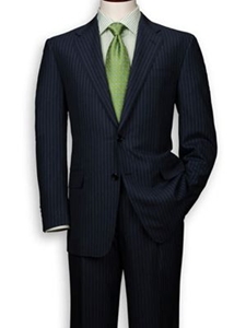 Hickey Freeman Tailored Clothing Blue/Green Pinstripe Suit 081307034 - Suits | Sam's Tailoring Fine Men's Clothing