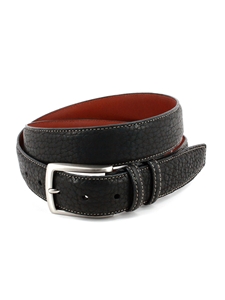 Black Genuine American Bison Leather Men's Belt | Torino Leather Belts Collection | Sam's Tailoring Fine Men's Clothing
