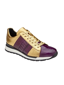 Purple/Gold Genuine Ostrich & Italian Calf Blake Shoe | Belvedere Casual Shoes Collection | Sam's Tailoring Fine Men's Clothing