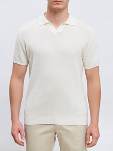 Natural Light Guage Textured Short Sleeve Polo | Emanuel Berg Polos | Sam's Tailoring Fine Men Clothing