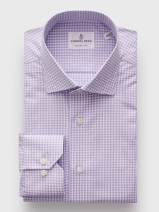 Light Pastel Purple Check Poplin Sport Luxury Shirt | Emanuel Berg Shirt Collection | Sam's Tailoring Fine Men Clothing