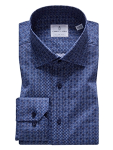 Dark Blue Poplin Stretch Sport Luxury Men Shirt | Emanuel Berg Shirt Collection | Sam's Tailoring Fine Men Clothing