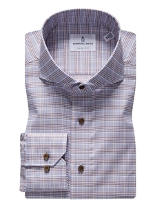 Beige Check Twill Men's Sport Luxury Shirt | Emanuel Berg Shirts Collection | Sam's Tailoring Fine Men Clothing